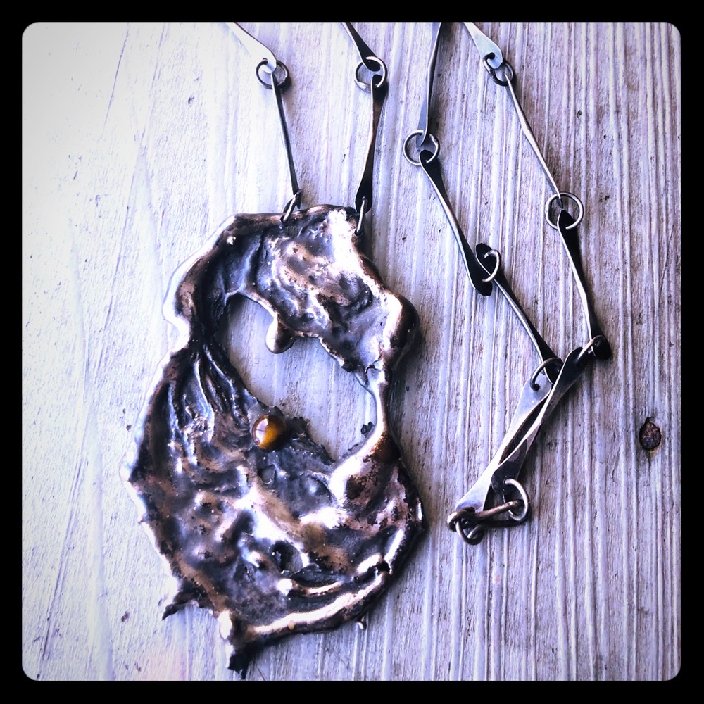 Brutalist sterling silver necklace